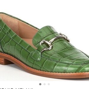 ANTONIO MELANI Raegan Green Croc-Print Patterned Loafers Size 6 1/2 NWOT.